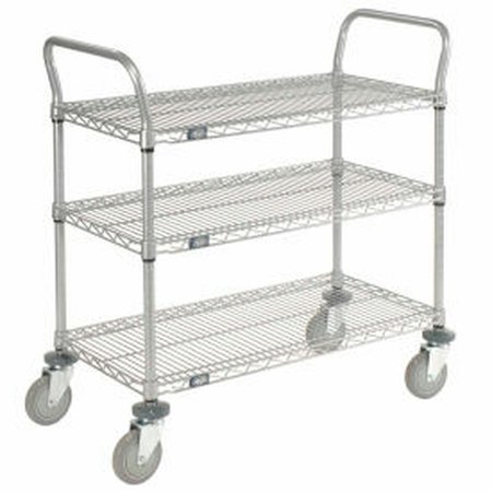 GLOBAL EQUIPMENT Nexel    Utility Cart, 3 Shelf, Nexelate    , 30"L x 24"W x 39"H, Polyurethane Casters 2430P3EP